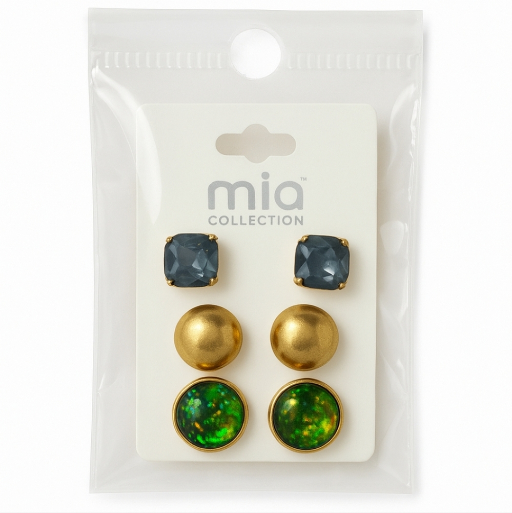 Mia Collection 3 Pairs of Earrings, NIP